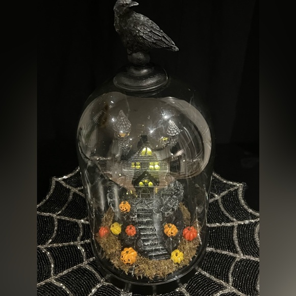 Martha Stewart Halloween Haunted House Light Up LED Glass Cloche Pumpkins New - Picture 8 of 15